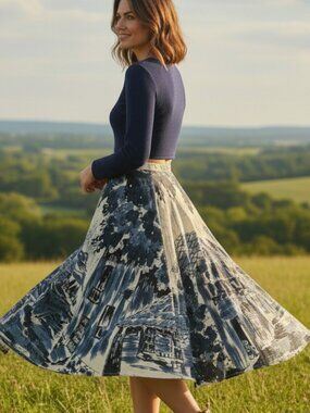 Unique Monica Scenic A-Line Midi Skirt